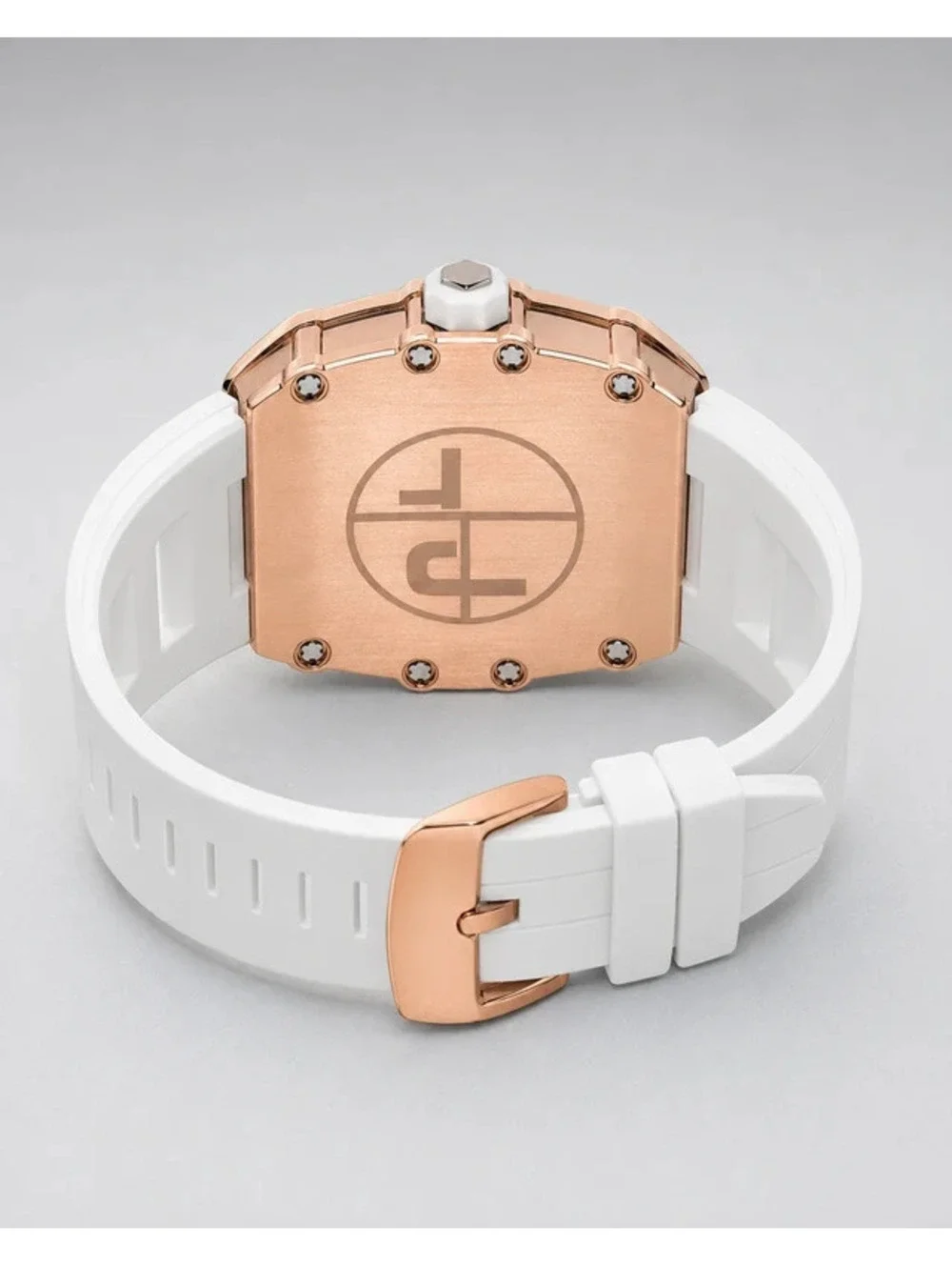 #561 AJ Brand 42mm Rose Gold-Tone Skeleton-Style Watch
